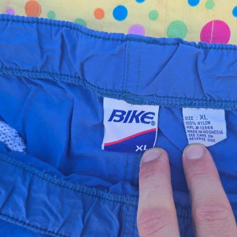 BIKE Vintage Cycling sz XL Faded Blue Nylon Biking Shorts w/Buckle Strap